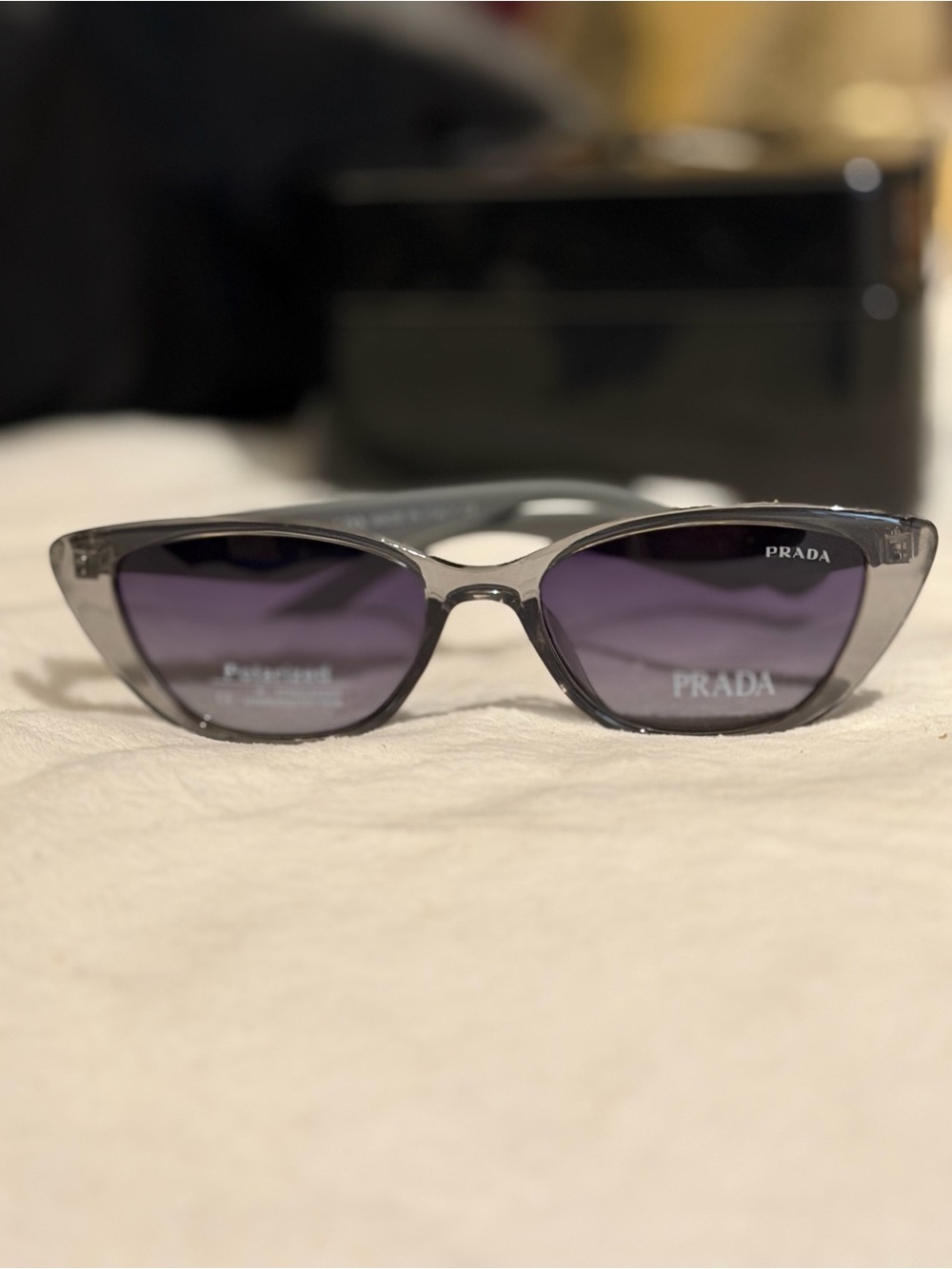 P-Gray Cat-Eye Sunglasses with Purple Lenses offers OPEN